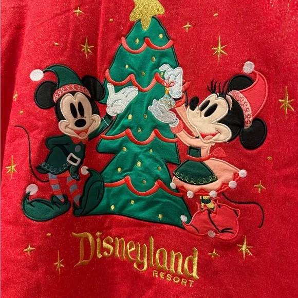 Disney Red Glitter Holiday Sweatshirt xl EUC Disneyland - Picture 2 of 4